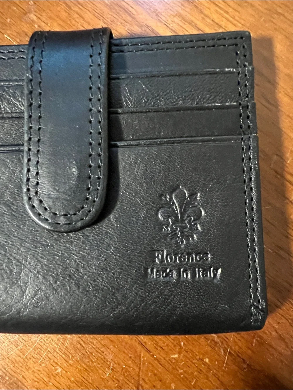 Black Leather Snap Card Wallet